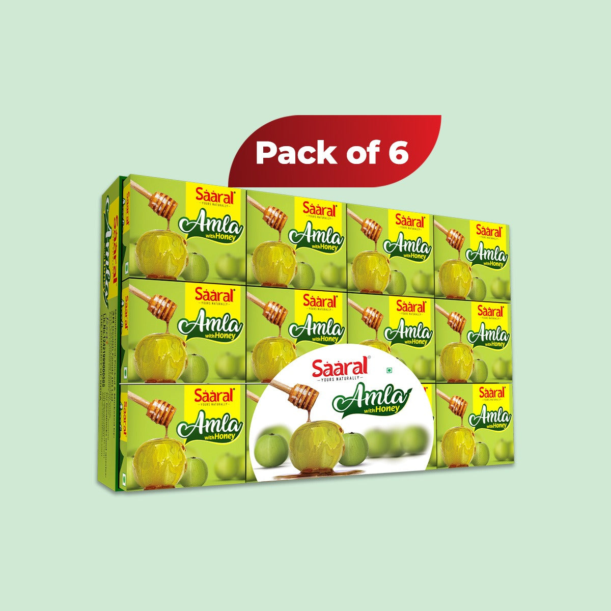 Saaral Honey Amla Murabba, Soaked in Natural Honey, 12pcs Family pack , Green Gooseberry Murabba (300 g each box) (single pack)