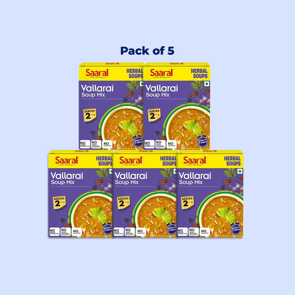 Natural Healthy Herbal Vallarai Soup - Pack of 5